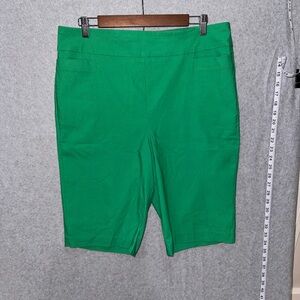 Kim Rogers Green Bermuda Shorts Tailored Cotton Blend